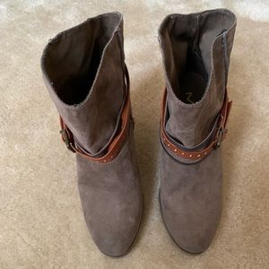 Brown suede ankle boots